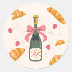 Champagne and Croissants Classic Round Sticker