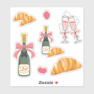 Champagne and Croissants Custom-Cut Vinyl Sticker