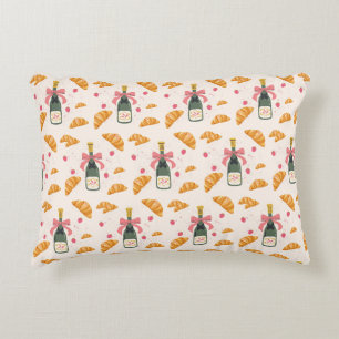 Champagne and Croissants Decorative Cushion