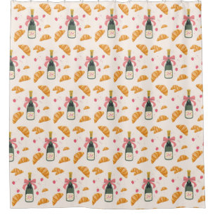 Champagne and Croissants Shower Curtain