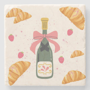 Champagne and Croissants Stone Coaster