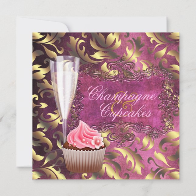 Champagne and Cupcakes Bridal Shower Invitation (Front)