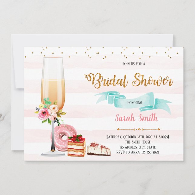 Champagne and Dessert party invitation (Front)