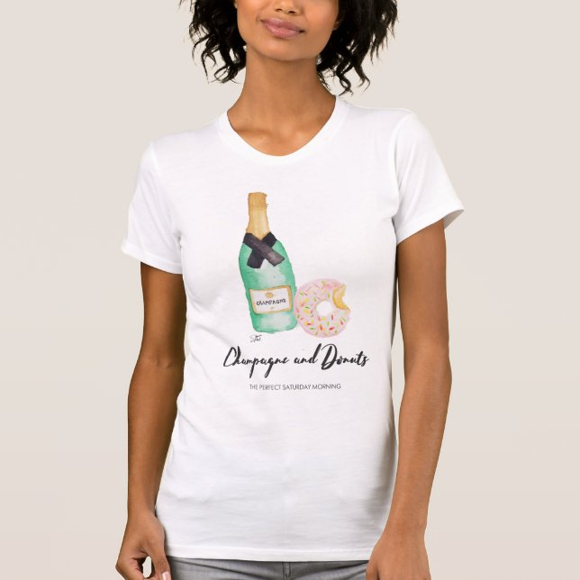 Champagne and Doughnuts Watercolor T T-Shirt (Front)