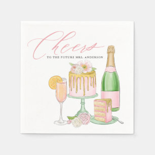 Champagne and Drip Cake Spring Bridal Shower Napkin