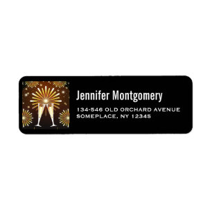 Champagne and Fireworks New Years Eve 2019 Return Address Label