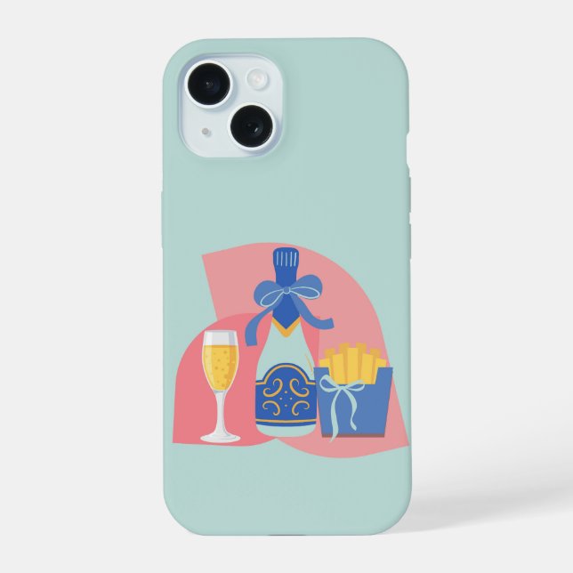 Champagne and Fries Bougie iPhone 15 Case (Back)