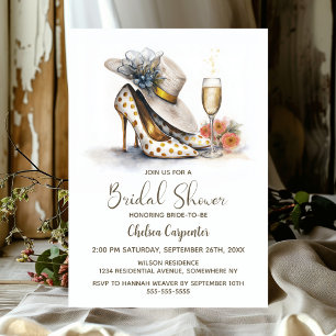 Champagne and Gold Polka Dot High Heel Shoes Invitation