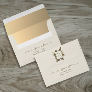 Champagne and Gold Wedding Envelope