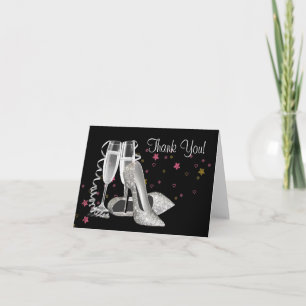 Champagne and High Heel Shoes Thank You Cards