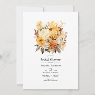 Champagne and Ivory Floral Bridal Shower Invitation