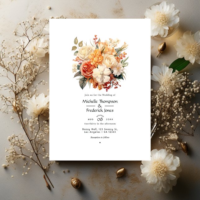 Champagne and Ivory Floral Wedding Invitation (Creator Uploaded)
