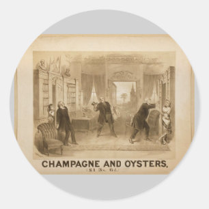Champagne and Oysters Vintage Theatre Classic Round Sticker