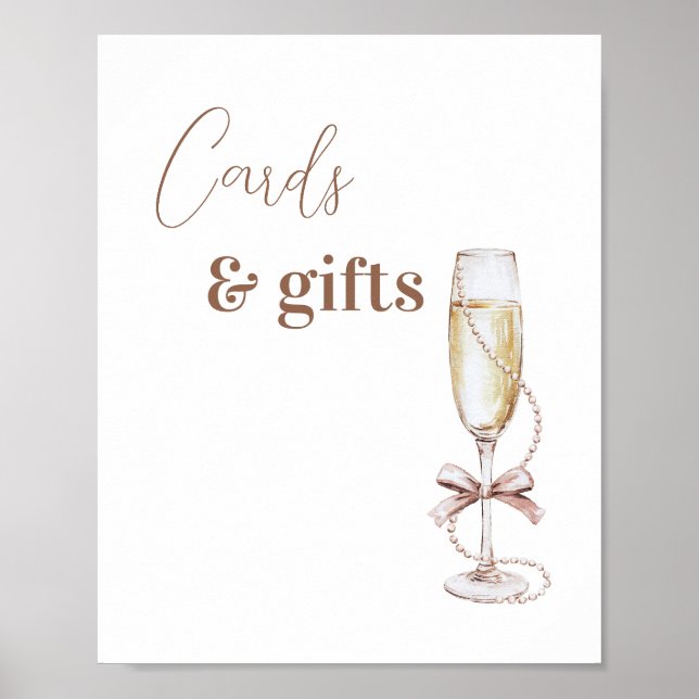 Champagne and Pearls Cards and Gifts Sign (Front)