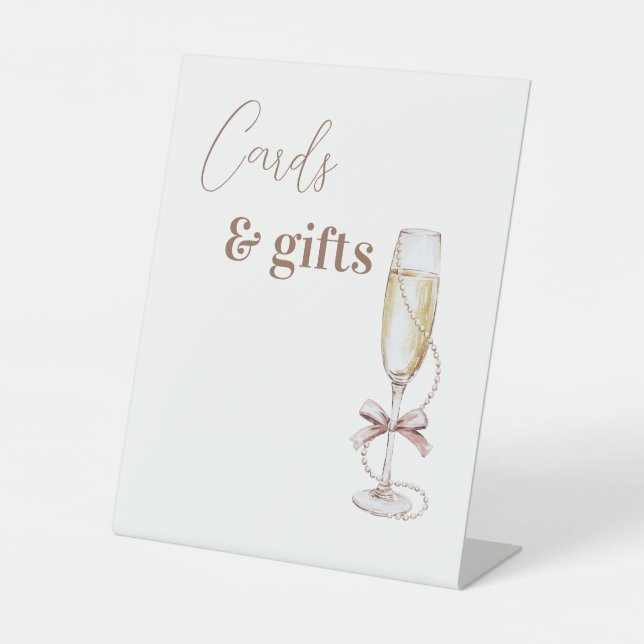 Champagne and Pearls Cards and Gifts Sign (Front)