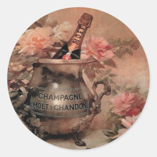 Champagne and Roses Classic Round Sticker