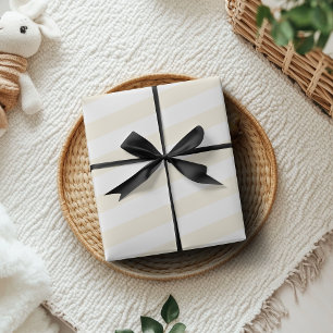 Champagne and White Wide Horizontal Striped Wrapping Paper