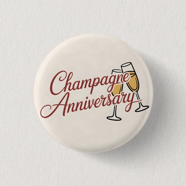 Champagne Anniversary Celebration Script Graphic 3 Cm Round Badge (Front)