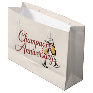 Champagne Anniversary Celebration Script Graphic Large Gift Bag