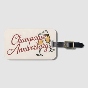 Champagne Anniversary Celebration Script Graphic Luggage Tag