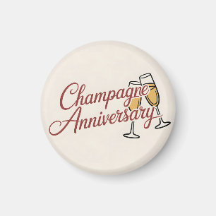 Champagne Anniversary Celebration Script Graphic Magnet