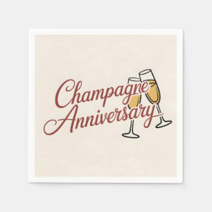 Champagne Anniversary Celebration Script Graphic Napkin