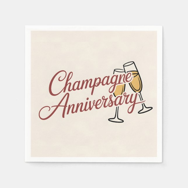 Champagne Anniversary Celebration Script Graphic Napkin (Front)