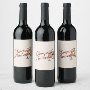 Champagne Anniversary Celebration Script Graphic Wine Label