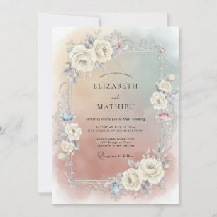Champagne Apricot Watercolor Wedding Invitation