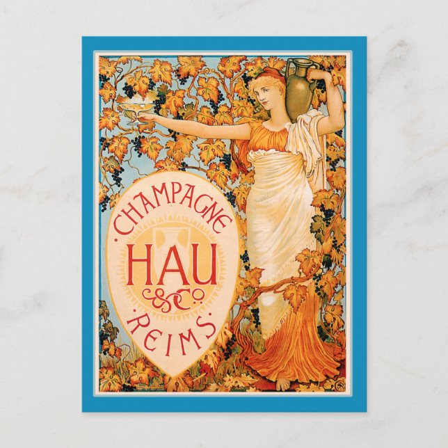Champagne Art Nouveau Poster Art Postcard (Front)