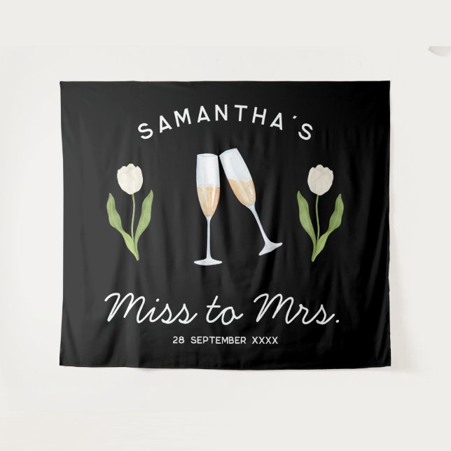 Champagne Bachelorette Party Miss to Mrs Tulip Tapestry (Front (Horizontal))