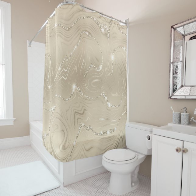 Champagne Background Beige Glitter Shower Curtain (In Situ)