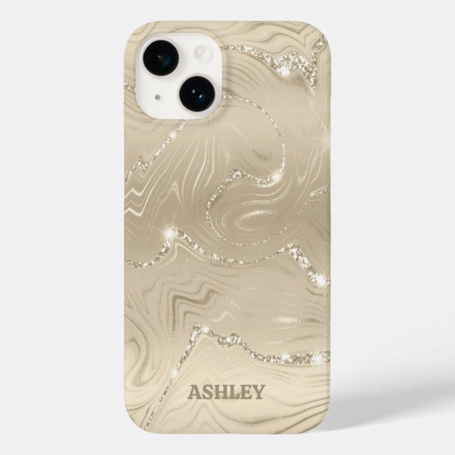 Champagne Background White Glitter  Case-Mate iPhone Case (Back)