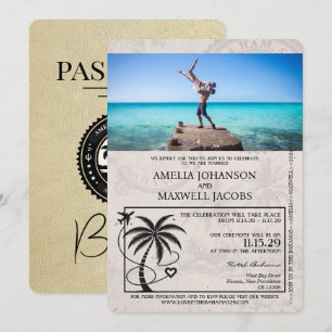 Champagne Bahamas Passport Wedding Invitation