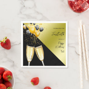 Champagne & Balloons 40th Birthday Napkin