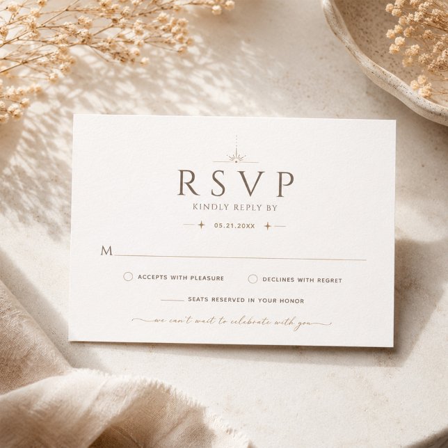 Champagne Beige Editorial Wedding RSVP Card (Creator Uploaded)