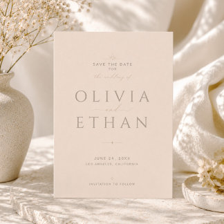 Champagne Beige Modern Editorial Wedding Save The Date