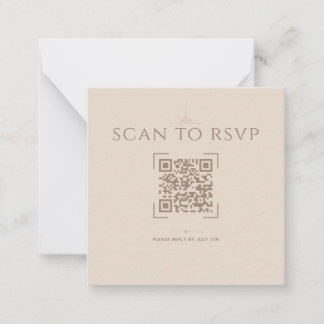 Champagne Beige Modern QR Code Online RSVP Card