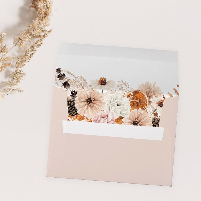 Champagne Beige & Orange Rustic Floral 2 BE Envelope (Creator Uploaded)