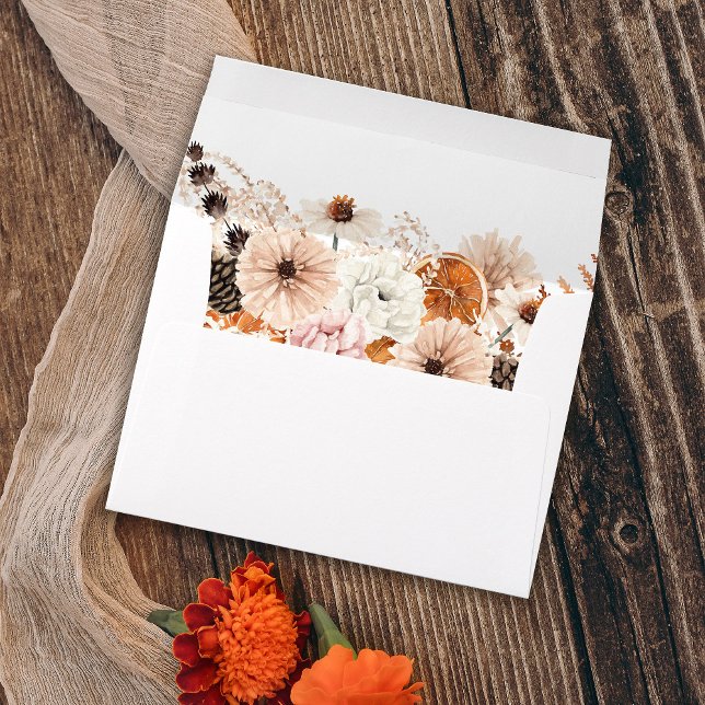 Champagne Beige & Orange Rustic Floral 2 Envelope (Creator Uploaded)