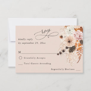 Champagne Beige & Orange Rustic Floral no Meal BE RSVP Card