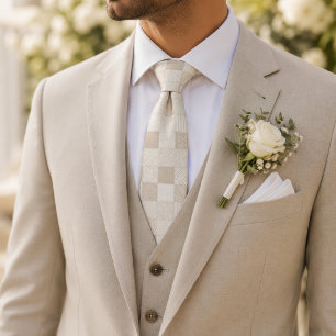 Champagne Beige Patchwork Tie