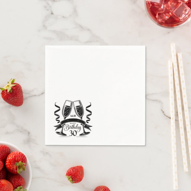 Champagne Birthday Bow Napkin (Insitu)