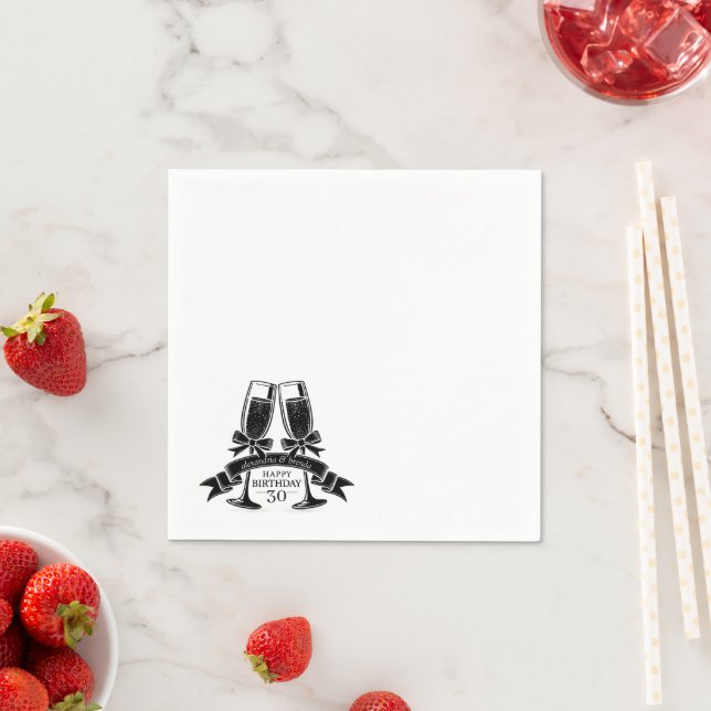 Champagne Birthday Bow Napkin (Insitu)