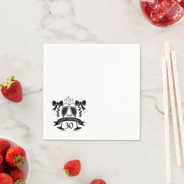Champagne Birthday Bow Napkin (Insitu)