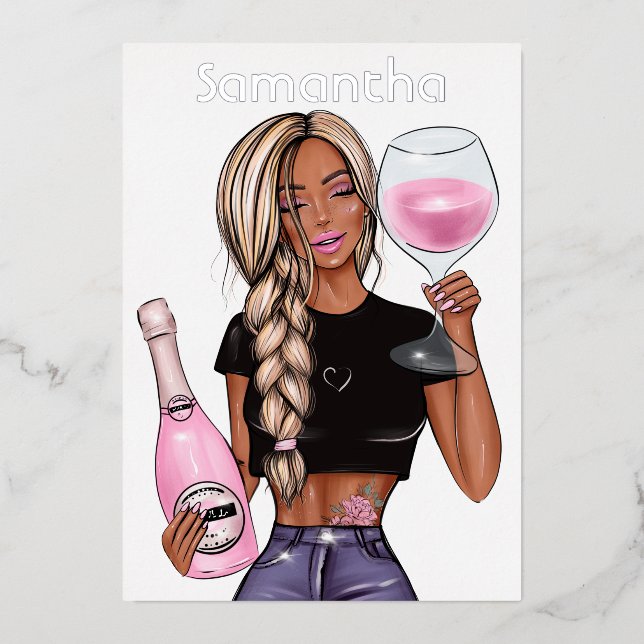 Champagne Birthday Party Foil Invitation (Front)