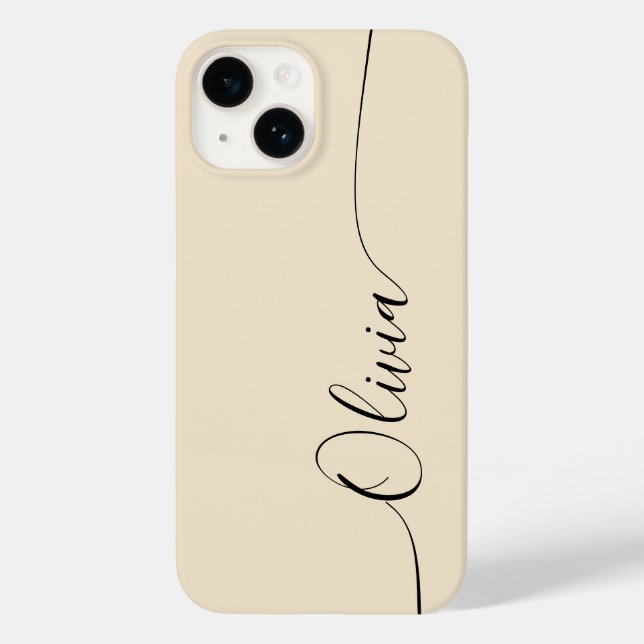 Champagne Black Elegant Calligraphy Script Name Case-Mate iPhone Case (Back)