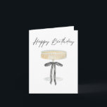 Champagne Black Ribbon Bow Watercolor Birthday Card<br><div class="desc">This birthday card features a watercolor portrait of a glass of champagne with a black ribbon bow tied around it's stem.</div>