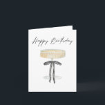 Champagne Black Ribbon Bow Watercolor Birthday Card<br><div class="desc">This birthday card features a watercolor portrait of a glass of champagne with a black ribbon bow tied around it's stem.</div>