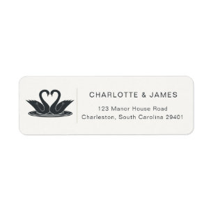 Champagne Black Tie Elegant Swan Monogram Label Return Address Label